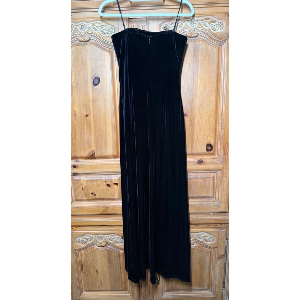 Marie St Claire Black Velvet Evening Gown Boned Corset Dress Size 4 Vintage - Picture 3 of 16
